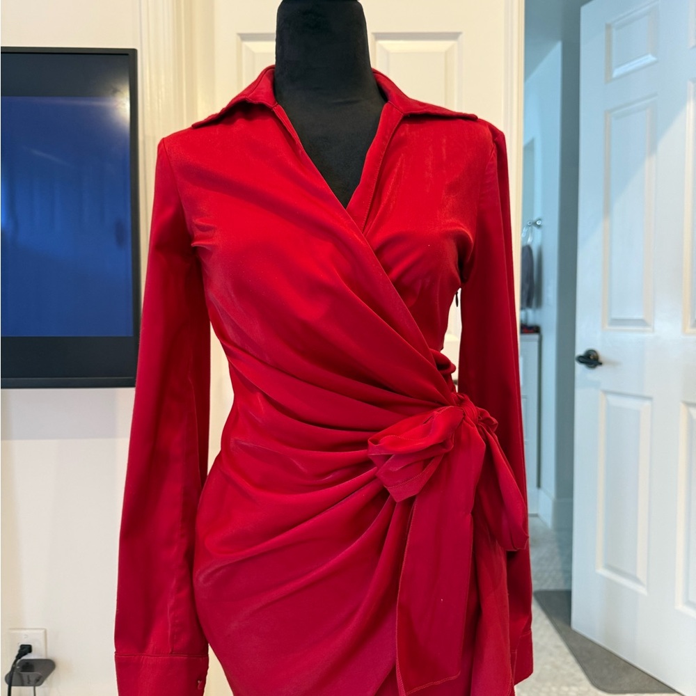 Superdown Vibrant Red Long Sleeve Dress